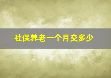 社保养老一个月交多少