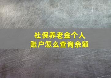 社保养老金个人账户怎么查询余额