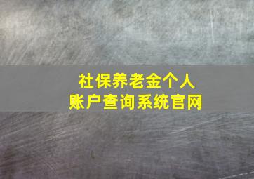 社保养老金个人账户查询系统官网