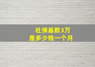 社保基数3万是多少钱一个月