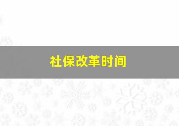 社保改革时间