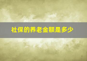 社保的养老金额是多少