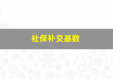 社保补交基数