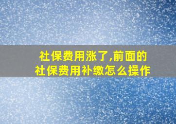 社保费用涨了,前面的社保费用补缴怎么操作