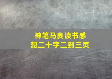 神笔马良读书感想二十字二到三页