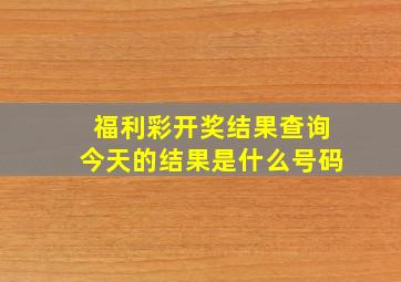 福利彩开奖结果查询今天的结果是什么号码