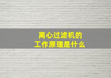 离心过滤机的工作原理是什么