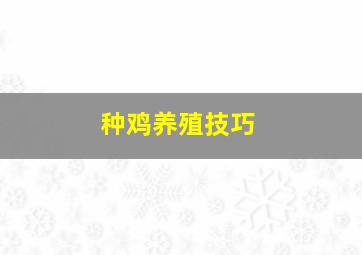 种鸡养殖技巧