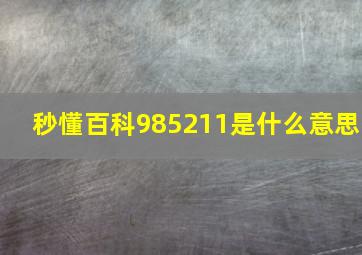 秒懂百科985211是什么意思