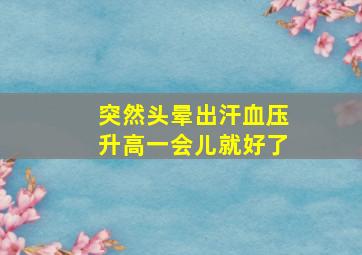 突然头晕出汗血压升高一会儿就好了