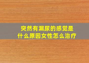 突然有漏尿的感觉是什么原因女性怎么治疗