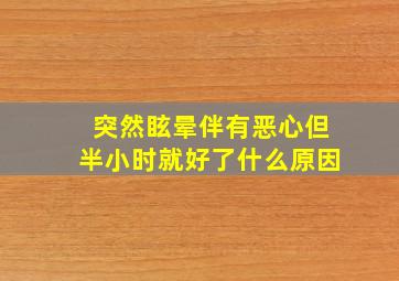 突然眩晕伴有恶心但半小时就好了什么原因