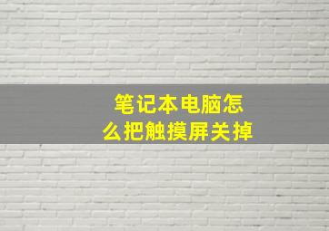 笔记本电脑怎么把触摸屏关掉