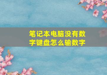 笔记本电脑没有数字键盘怎么输数字