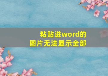 粘贴进word的图片无法显示全部