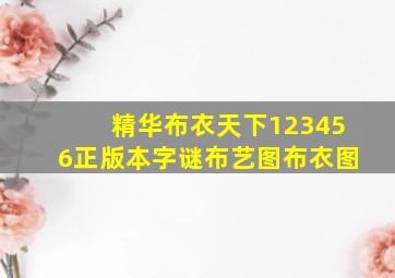 精华布衣天下123456正版本字谜布艺图布衣图