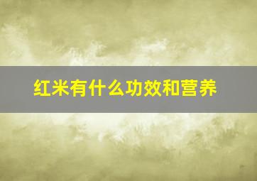 红米有什么功效和营养