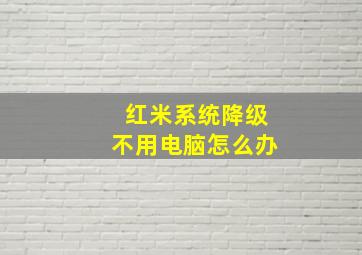 红米系统降级不用电脑怎么办