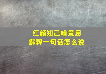 红颜知己啥意思解释一句话怎么说