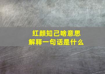 红颜知己啥意思解释一句话是什么