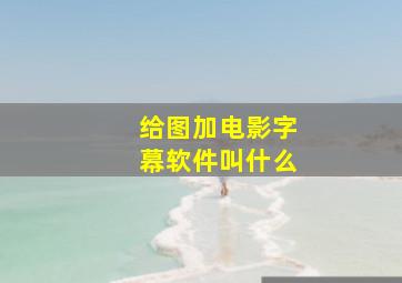 给图加电影字幕软件叫什么