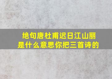 绝句唐杜甫迟日江山丽是什么意思你把三首诗的