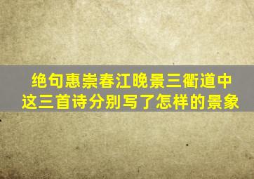 绝句惠崇春江晚景三衢道中这三首诗分别写了怎样的景象