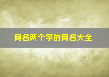 网名两个字的网名大全