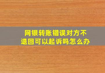 网银转账错误对方不退回可以起诉吗怎么办