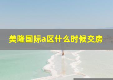 美隆国际a区什么时候交房