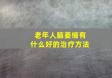 老年人脑萎缩有什么好的治疗方法