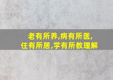 老有所养,病有所医,住有所居,学有所教理解