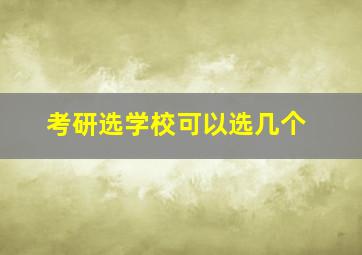 考研选学校可以选几个