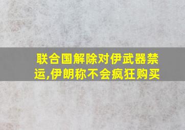 联合国解除对伊武器禁运,伊朗称不会疯狂购买