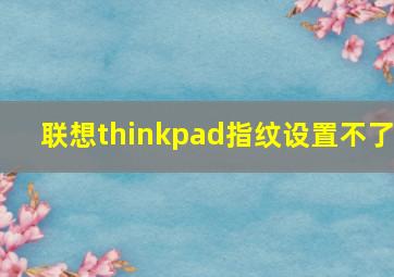 联想thinkpad指纹设置不了