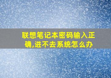 联想笔记本密码输入正确,进不去系统怎么办