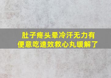 肚子疼头晕冷汗无力有便意吃速效救心丸缓解了