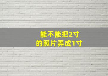 能不能把2寸的照片弄成1寸