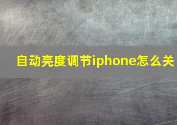 自动亮度调节iphone怎么关