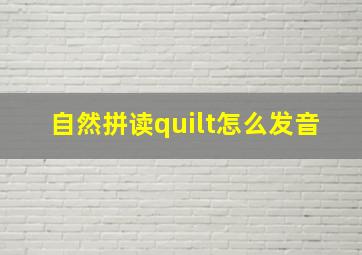 自然拼读quilt怎么发音