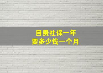 自费社保一年要多少钱一个月