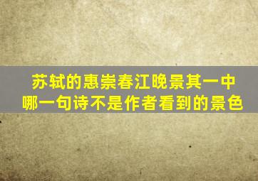 苏轼的惠崇春江晚景其一中哪一句诗不是作者看到的景色