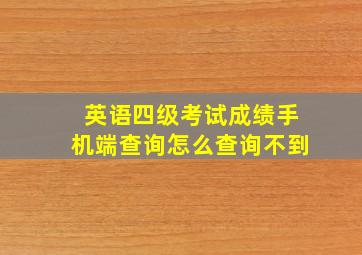 英语四级考试成绩手机端查询怎么查询不到