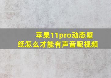 苹果11pro动态壁纸怎么才能有声音呢视频