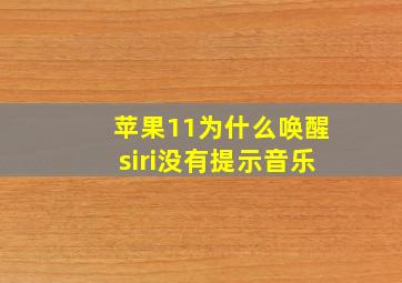 苹果11为什么唤醒siri没有提示音乐