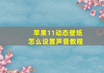 苹果11动态壁纸怎么设置声音教程