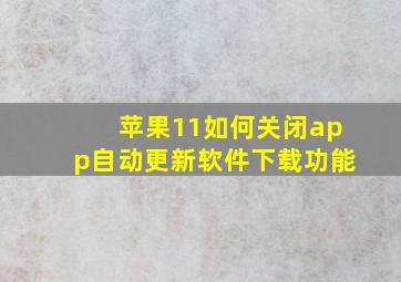 苹果11如何关闭app自动更新软件下载功能