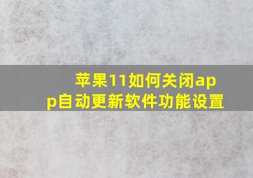 苹果11如何关闭app自动更新软件功能设置