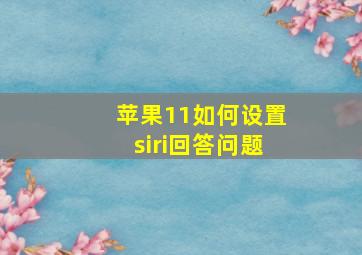 苹果11如何设置siri回答问题