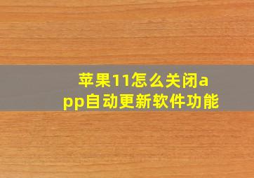 苹果11怎么关闭app自动更新软件功能